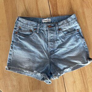 Madewell High Rise Mid Length Light Wash Shorts (Size 28)